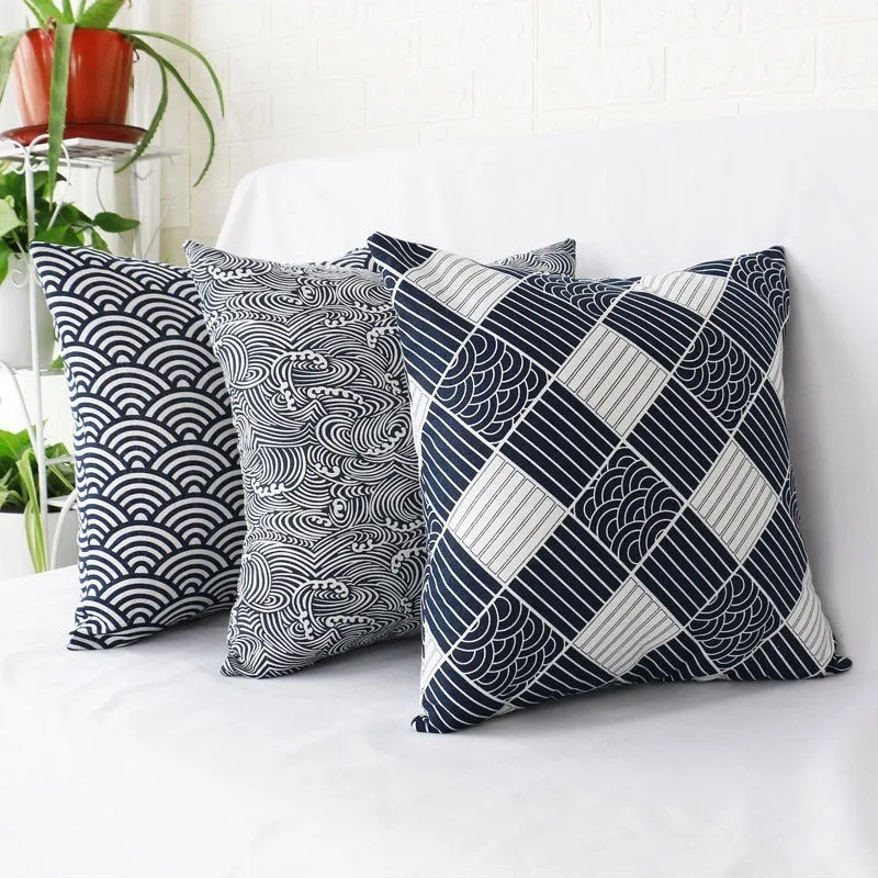 

1PCS 45*45cm Fashion Home Sofa Pillowcase Flax Geometry Series Cushion Pillow Cover Creative Lumbar Pillow Case