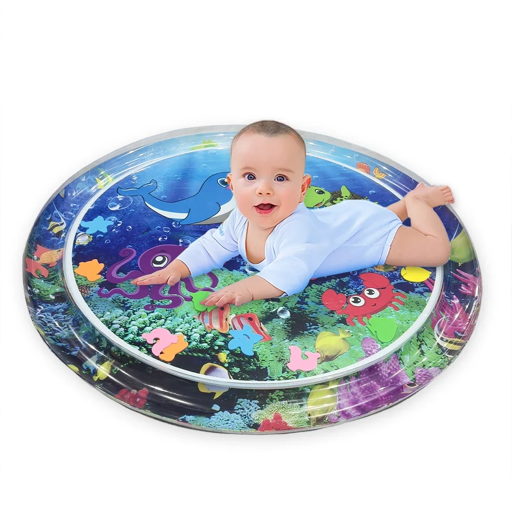 Tapis d'eau gonflable en PVC pour bébé, 100cm/39.37 pouces, 1 pièce, poulpe violet, tapis de jeu pour tout-petits, jouet d'activité d'éducation précoce pour enfants