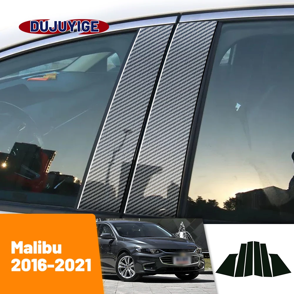 For Chevrolet Malibu 2016-2021 2017 2018 2019 2020 Carbon Fiber Window Door Column Deal B C Pillar Post Cover Trim Sticker