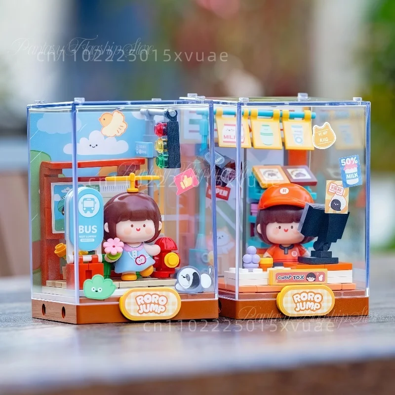 

Kawaii Meat Sauce Building Blocks Cartoon Street View Scene Children's Assembly Toy Model Desktop Ornaments Girl's Birthday Gift