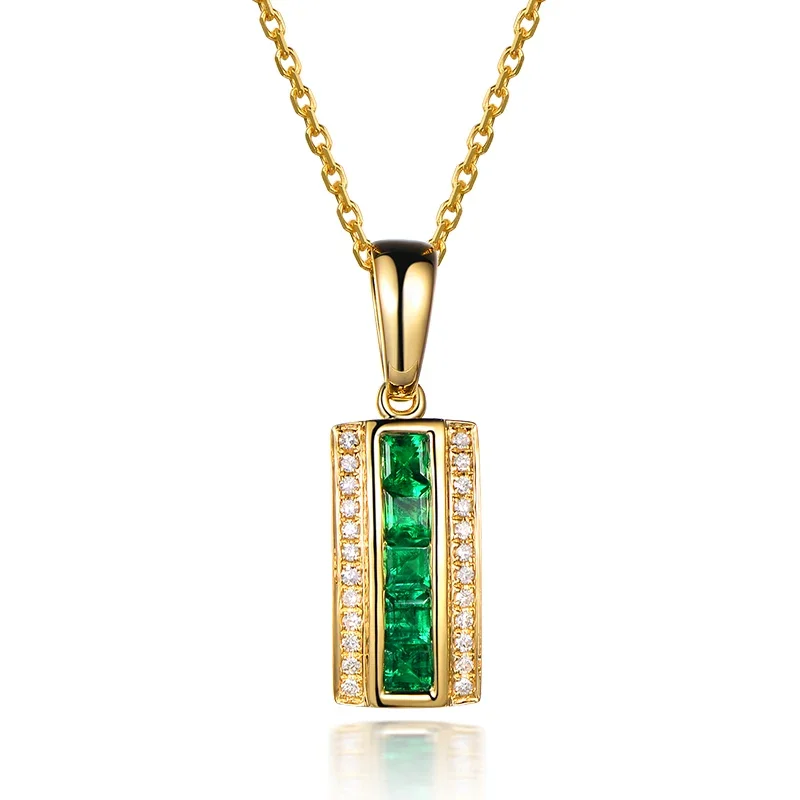 Natural Ruby/emerald 18K Pure Gold Pendant Real AU 750 Solid Gold  Upscale Trendy Classic Fine Jewelry Hot Sell New 2025