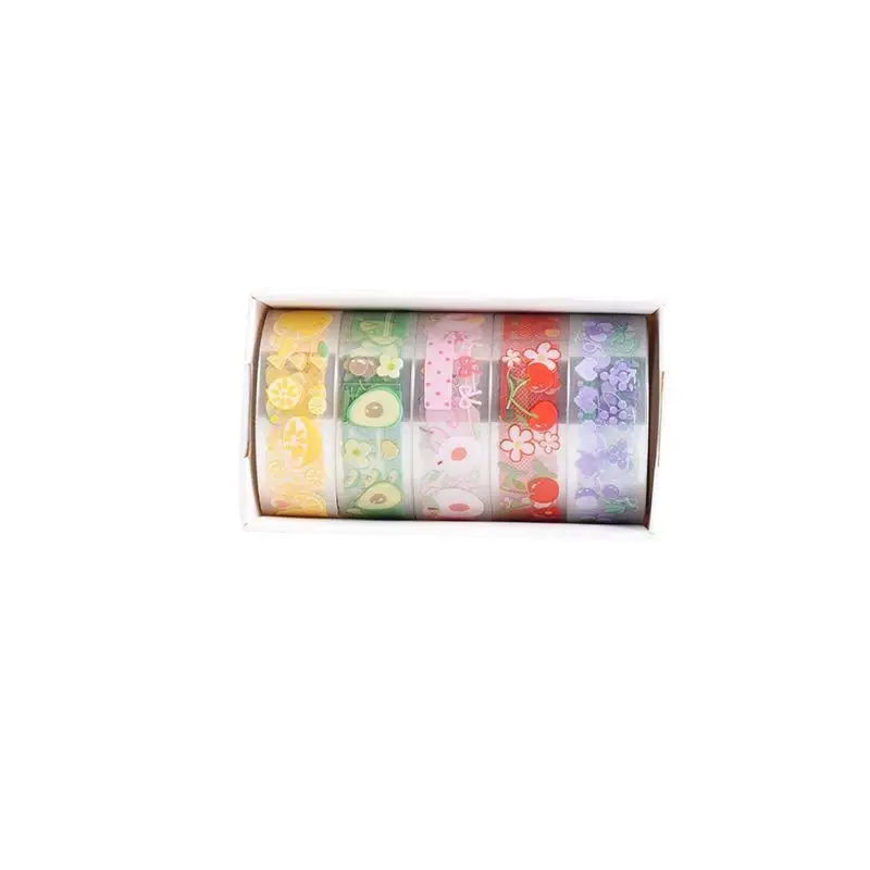 Transparent PET Self-Adhesive Waterproof Daisy Pattern Decorative DIY Masking Tape, 5Rolls