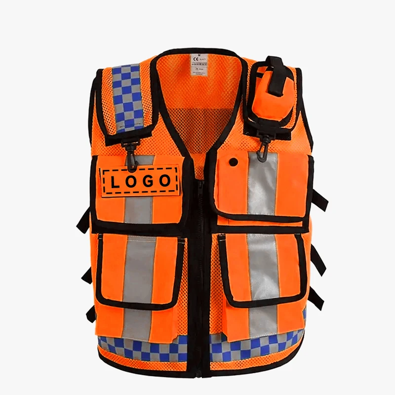 High Visibility Reflective Safety Vest High-Quality Breathable Mesh Large Pocket Police Vest Night Safety Cycling Clothing