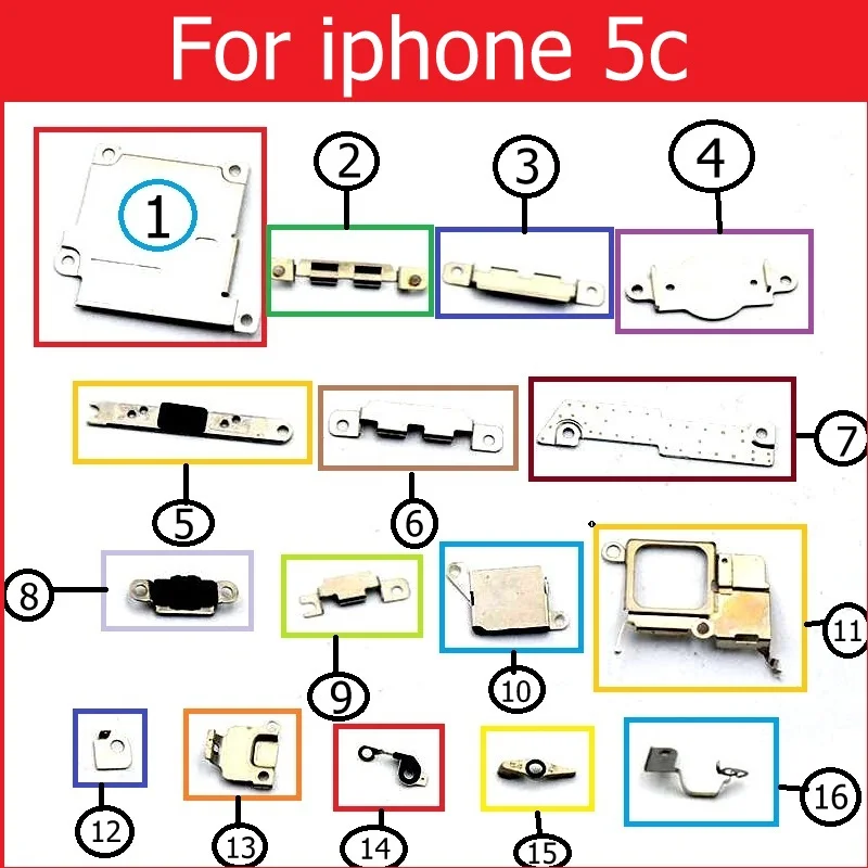 Retail inner Small Metal iron parts For iPhone 4 4s 5 5c 5s 6 6s 7 plus Small holder bracket shield plate set kit phone parts