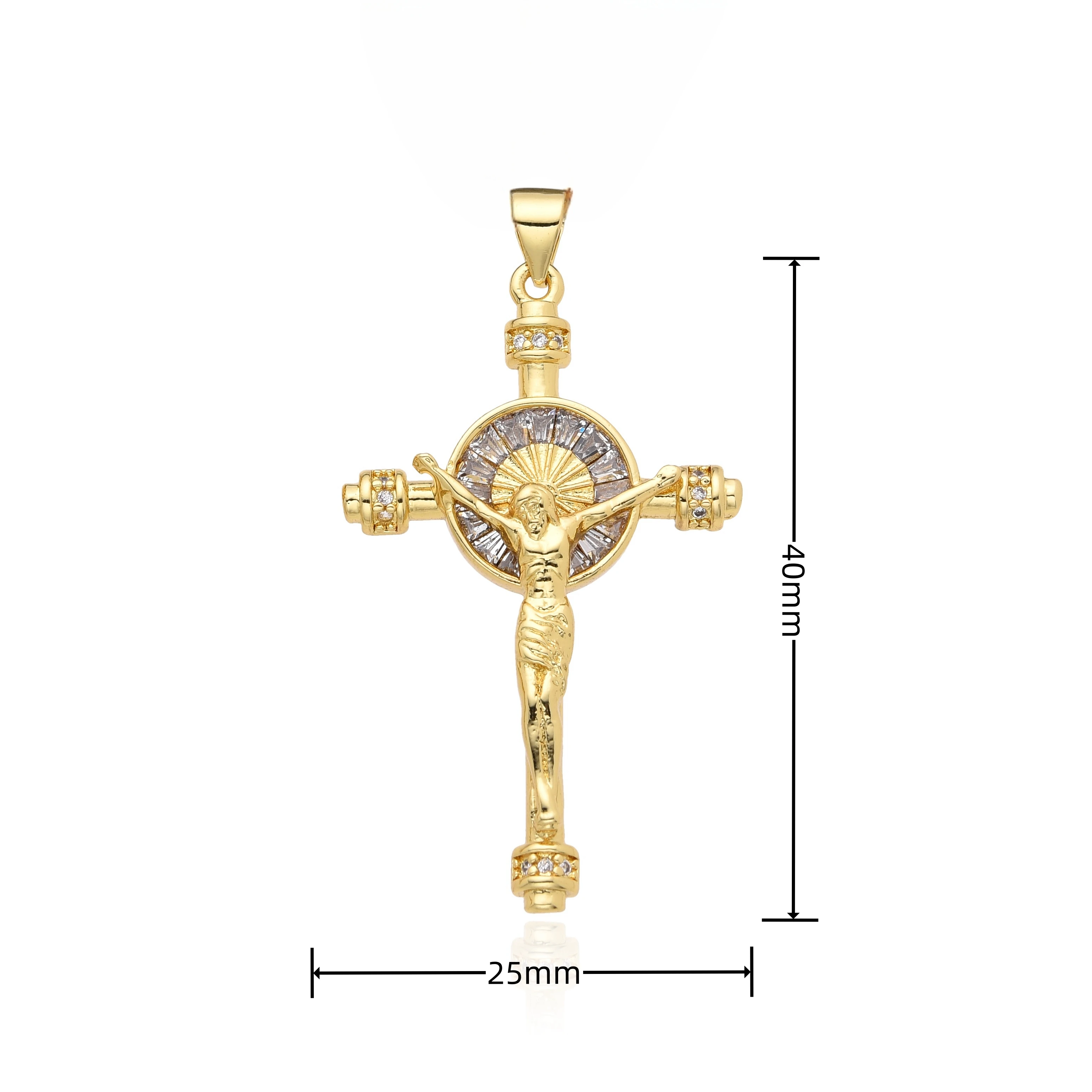 Ciondolo croce latina Color oro collana di gesù con zirconi cubici per donna uomo catena clavicola Charms creazione di gioielli accessori fai da te