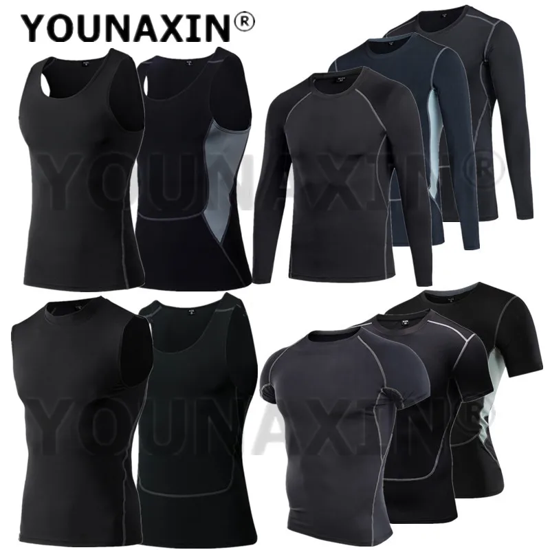 Men Sports Short Sleeves T-Shirts Vest Yoga Shorts Running Sportswear Training Top Tights Fitness Cropped Pants Skinny Trousers