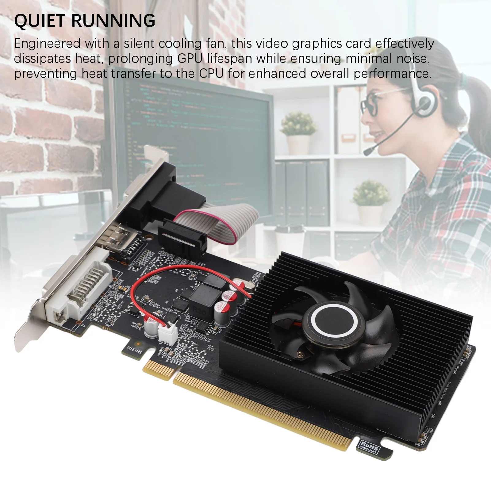 بطاقة رسومات الفيديو أجهزة الكمبيوتر المكتبية بطاقة الرسومات 1 جيجابايت DDR3 128bit PCI Express 2.0X16 DVI VGA HD واجهة الوسائط المتعددة