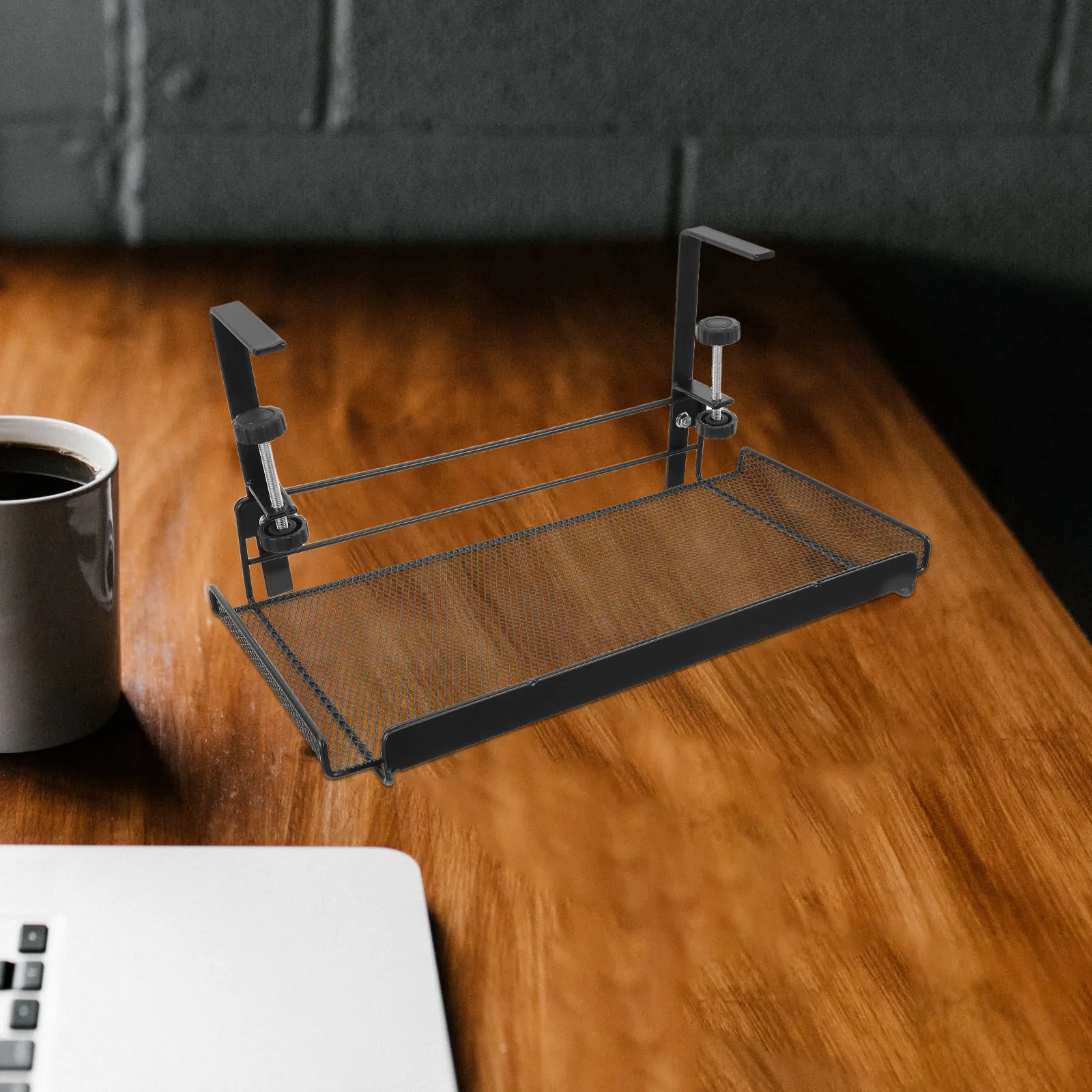 Heavy Duty Carbon Steel Under Desk Storage Basket Clamp on Shelf Cord Management Tray for Desk Cables Papers Tools Office