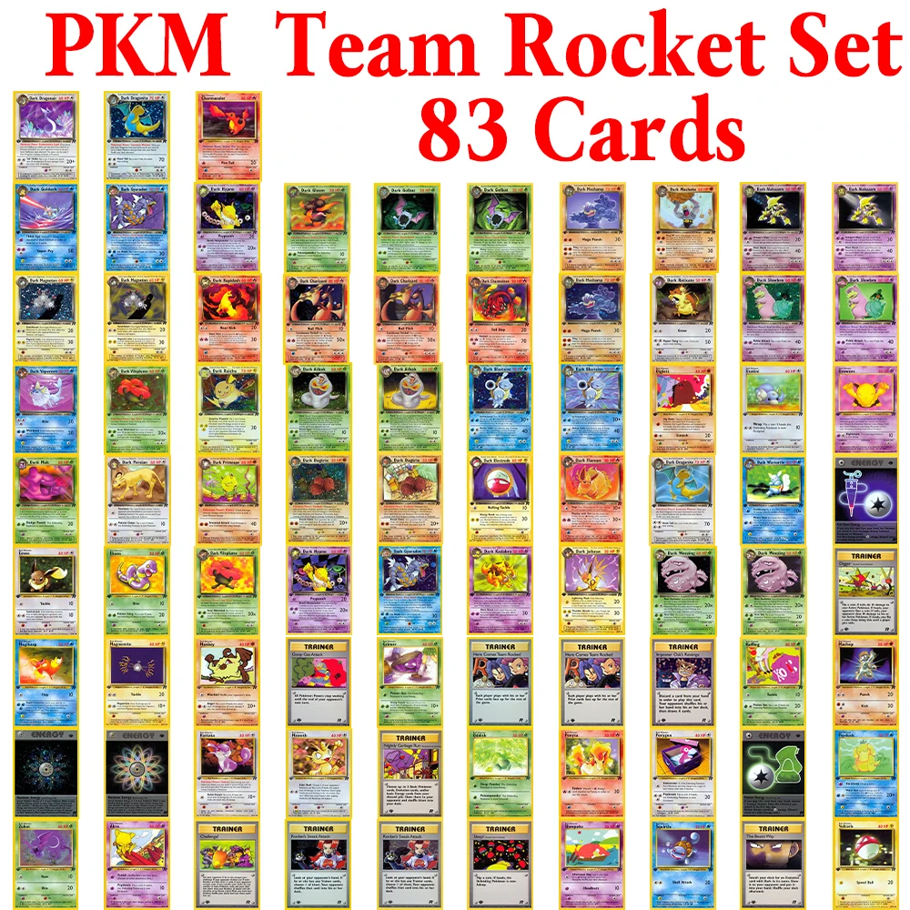 Kartu Tim Roket PKM 83 PCS Set Lengkap Mainan Hobi Koleksi Permainan Anime Kartu Foil Proxy PTCG Set Lengkap