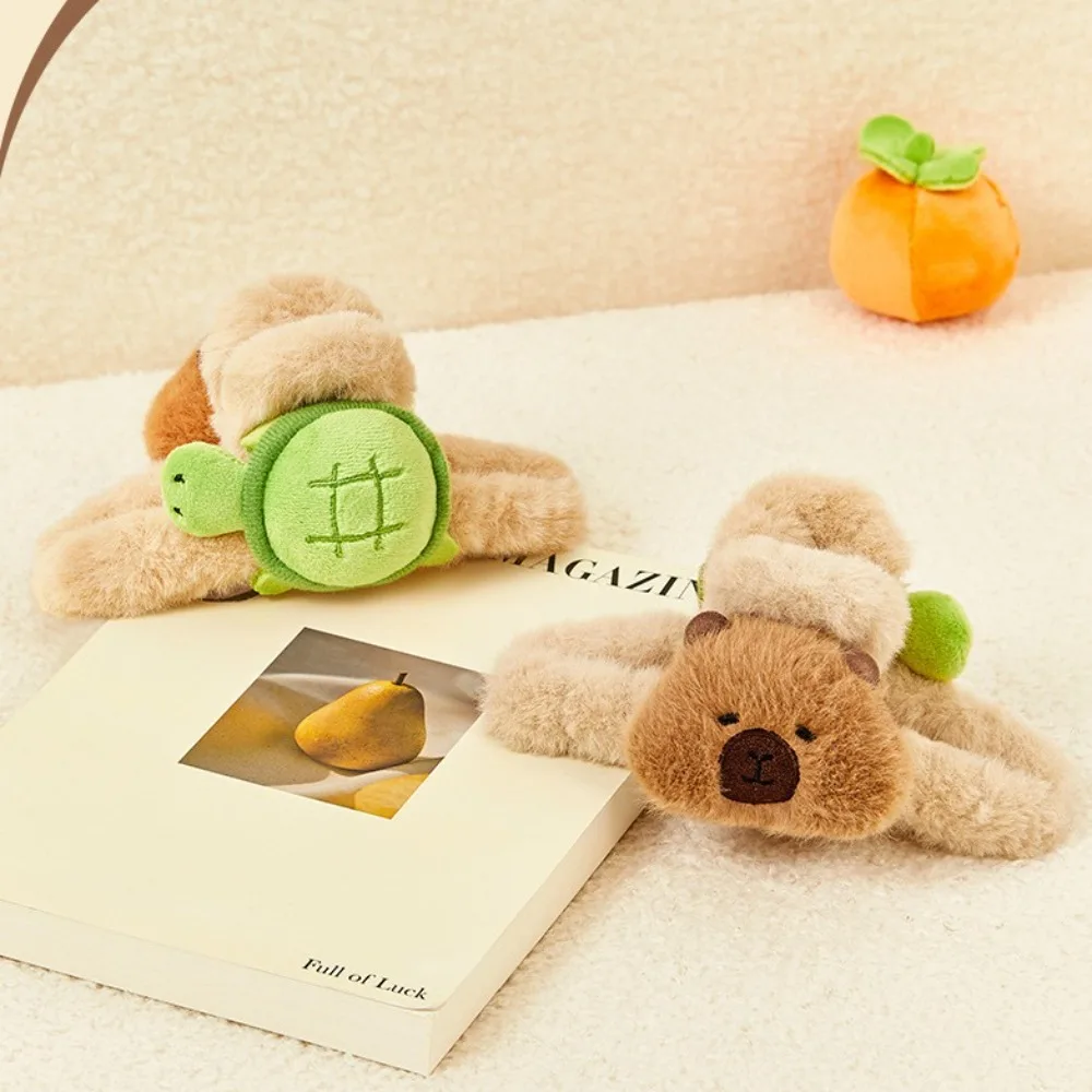 إكسسوارات شعر كارتونية كابيبارا للنساء والفتيات ، أغطية رأس مرنة ، مشبك شعر بحبل ، مشبك مخلب قلب جرلي ، لطيف