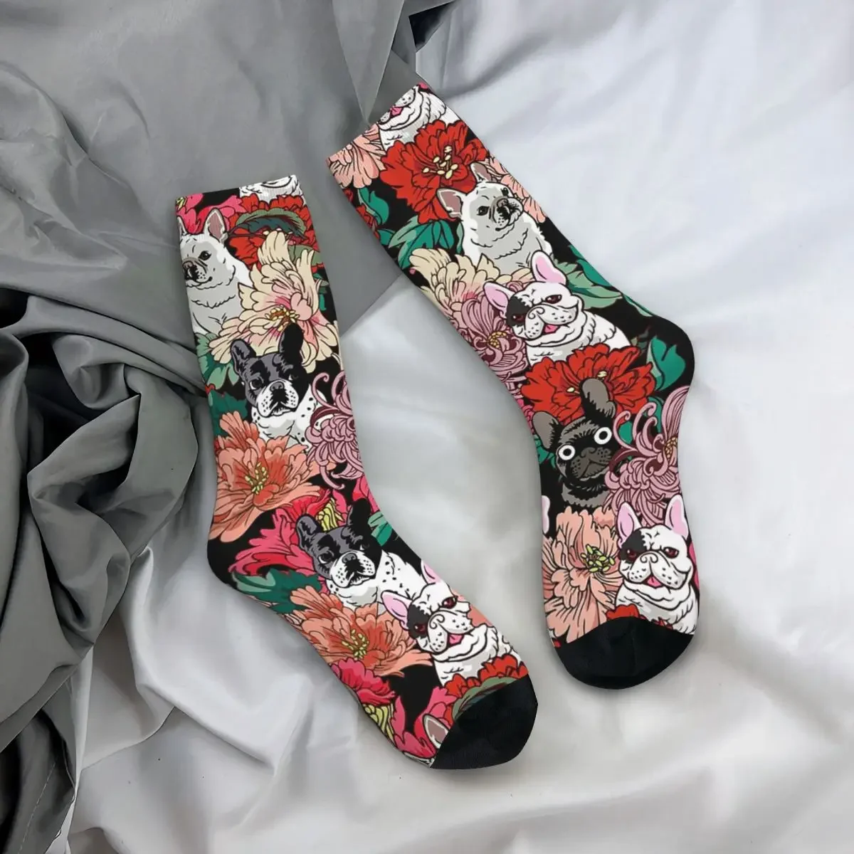 Because French Bulldog Socks Harajuku Sweat Absorbing Stockings All Season Long Socks Accessories for Unisex Birthday Present