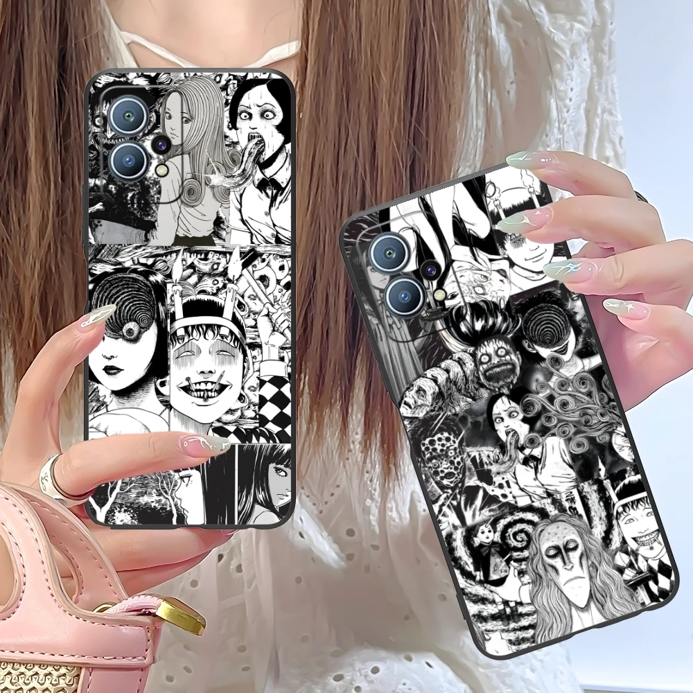 Junji Souichi Painting Mobile Cell Phone Case for Huawei P60 P50 P40 P30 P20 P10 P9 P8 Pro Lite Plus Black Phone Cover Shell