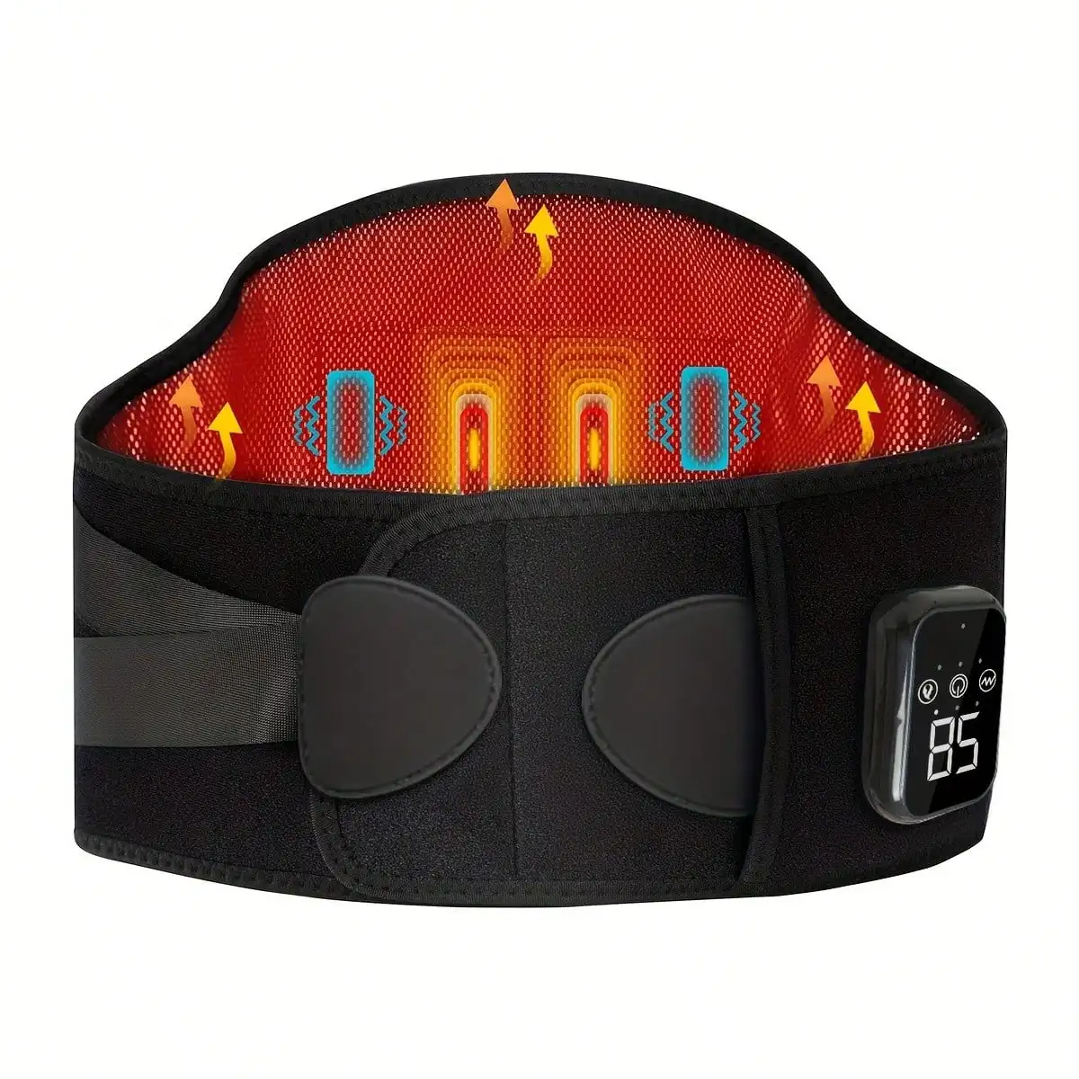 

Cordless Heated Waist Massager Belt with Lumbar Support, 3 Heat & Vibration Modes, Adjustable & Wearable Under Clothes, USB Rechargeable