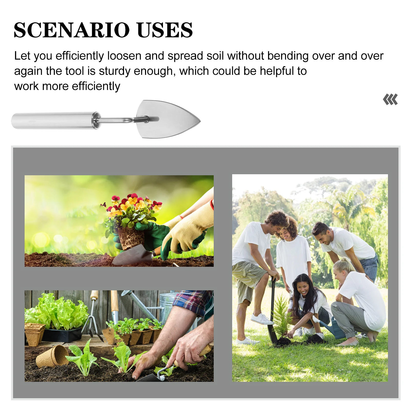 

Stainless Steel Handheld Shovel Heavy Duty Garden Tool For Soil Loosening Planting Weeding Cultivation Portable Digging