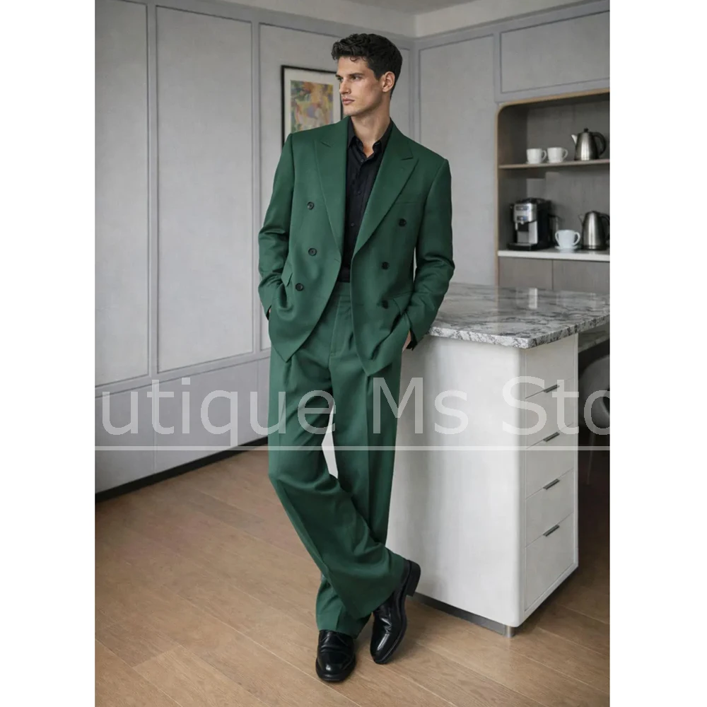 

Men's Suit 2 Piece Double Breasted Business Casual Wear Chic Wedding Party Formal Evening Event Groom Tuxedo Fashion Outfit