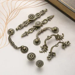 Antique Cabinet Knob Cupboard Drawer Hardware Zinc Alloy Retro Bronze Closet Dresser Furniture Handle Kitchen Drawer Handles