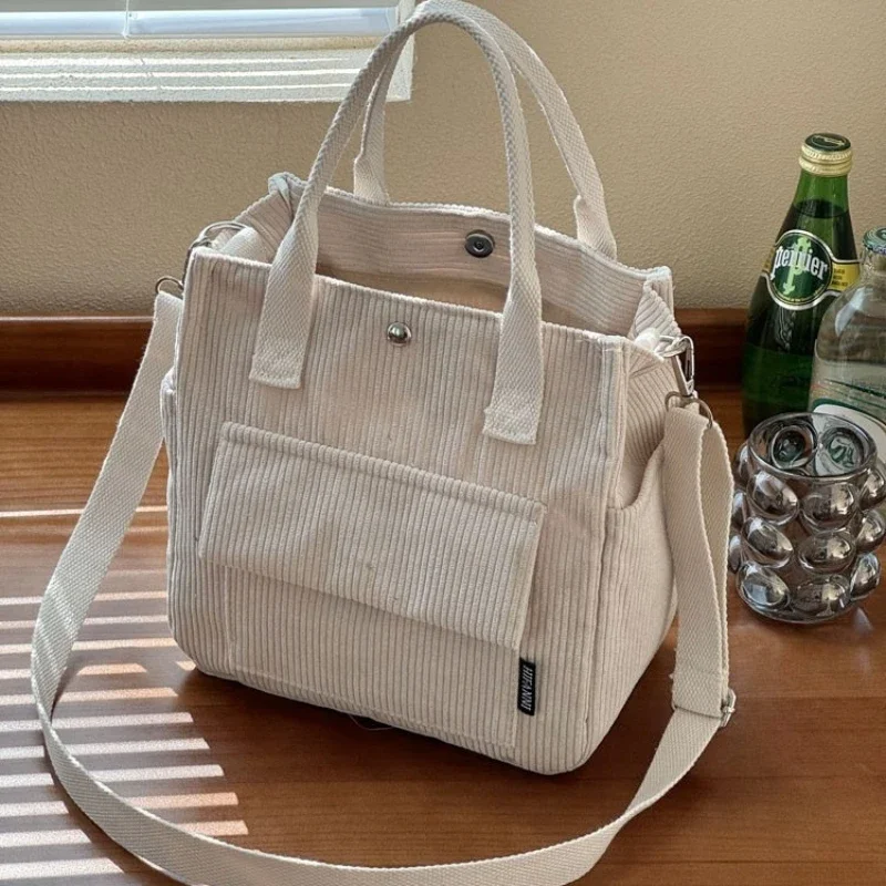 Neue Lässige Cord-Tragetasche für Damen, Große Schulter-Umhängetasche, Leichte Henkeltasche für den Täglichen Gebrauch und Pendeln – Detail 9