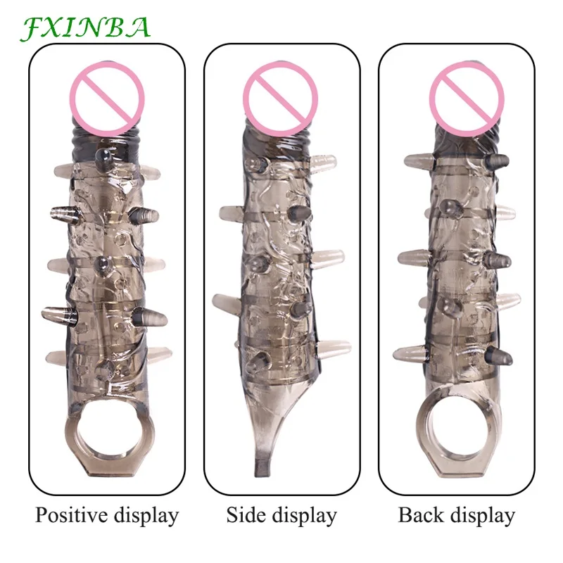 FXINBA 25m Huge Penis Extender Sleeve Real Thick  Sex Toys For Men Reusable Comdom Delay Cock Sleeve Dick Male Dildo Enlargers