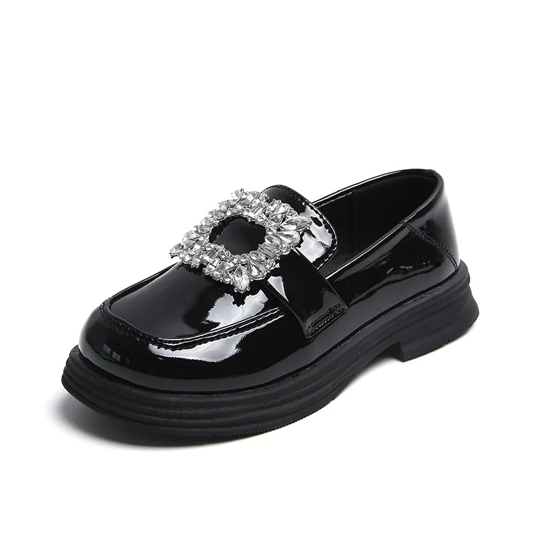 Girls Leather Shoes Chic Fashion Rhinestones Buckle Kids Princess Shoes Children Dress Flats Sweet Mary Jane Shoes Girls Loafers