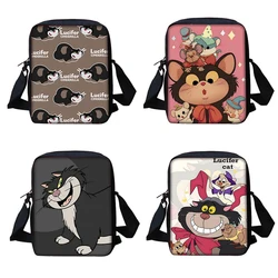 Cute Lucifer Cat Impresso Shoulder Messenger Bag, Bolsa Casual Infantil, Homens e Mulheres, Bolsa de Telefone, Bolsa de Compras, Meninos e Meninas