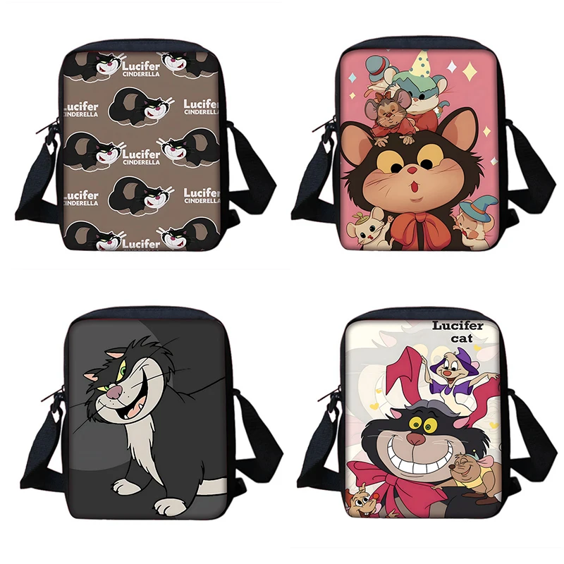 Boy Girls Cute Lucifer Cat Printed Shoulder Messenger Bag Child Casual Handbag Men Women Phone Bag Shopping Bag