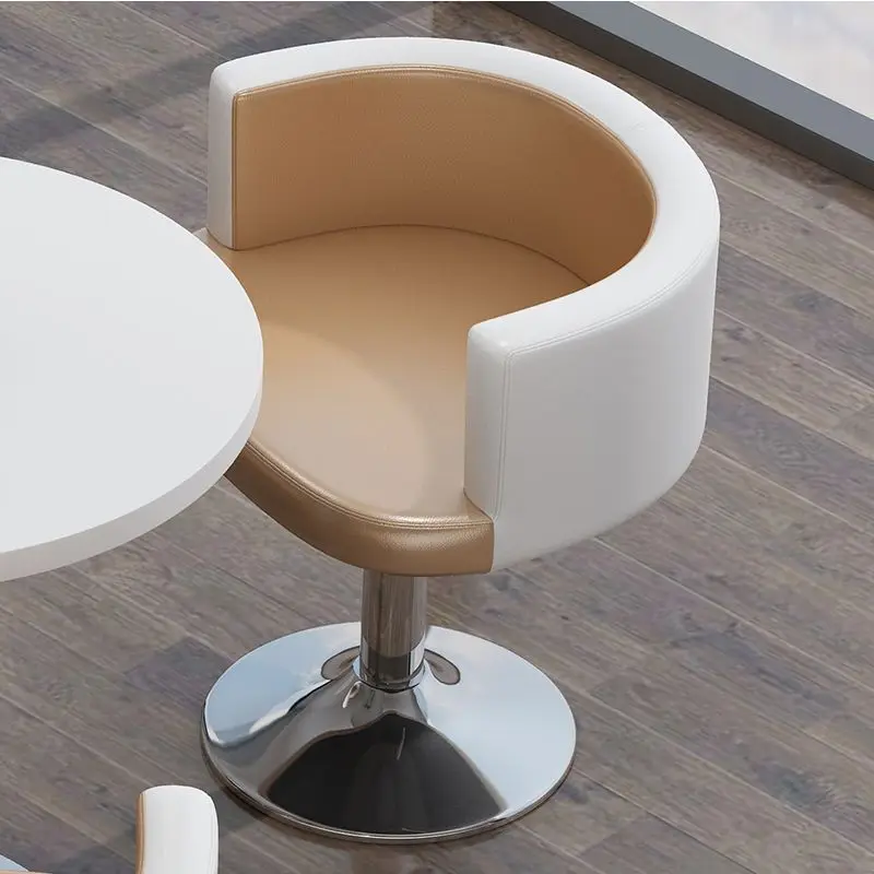 Nordic Style PU Leather Swivel Stool Adjustable Height Kitchen Counter Bar Chair with U-Shaped Backrest 360° Rotating Lift