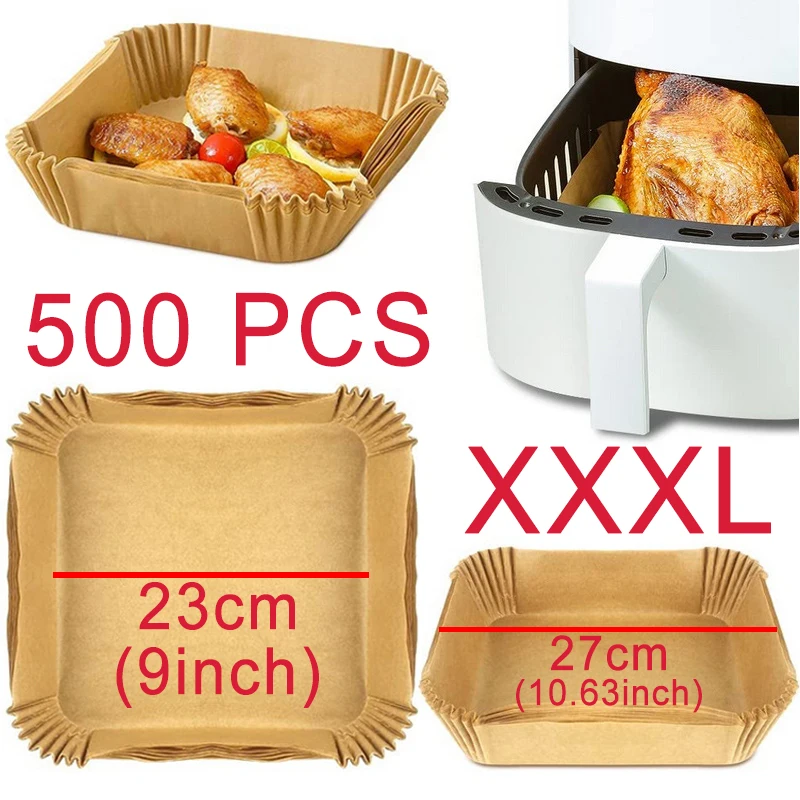 Large Special Air Fryer Disposable Paper Tray 23/20/16cm Nonstick Oven Parchment Baking Paper Liners for 3-10QT Air Fryer Basket