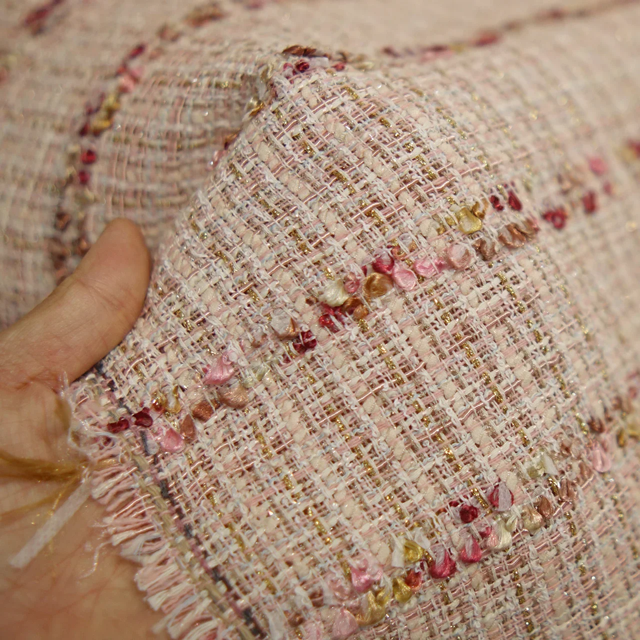 

Твидовая грубая шерстяная ткань в стиле ретро из красного золота для пальто, юбки, элегантный текстурированный материал для модной одежды и верхней одежды своими руками