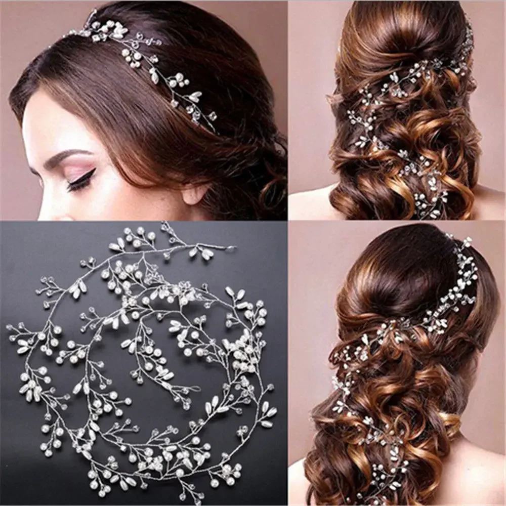 Moda ślub panny młodej głowa biżuteria kryształowy peruka perłowa pasek ślubne akcesoria do włosów ślubne nakrycia głowy dla dziewczyny