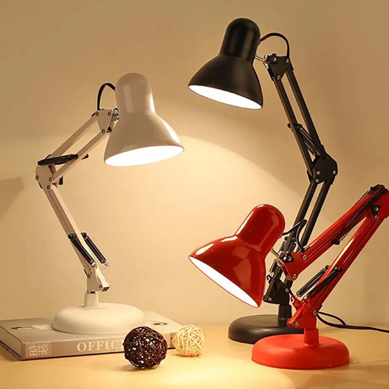 Professional Modern Led Desk Lamps Reading Light Adjustable Long Swing Arm Table Lamp E27 Bulb Metal Work Lamp