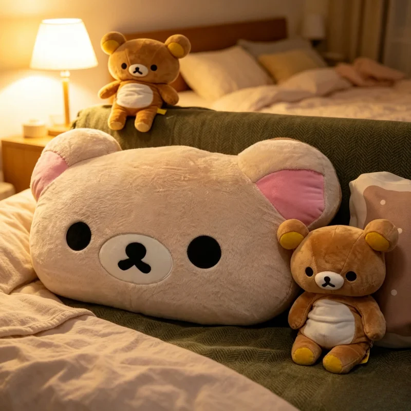 

Rilakkuma Dual Sided Large Plush Pillow, Soft Bedside Cushion Nap Pillow for Dormitory, Stuffed Doll Gift for Girlfriend