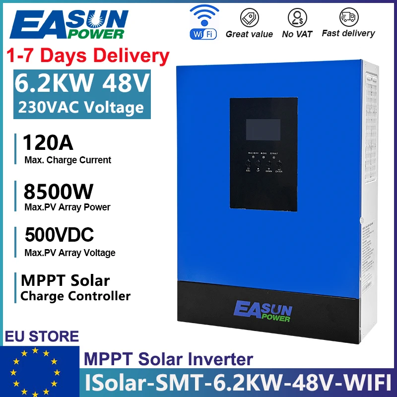 EASUN 6500W 2000W Hybride Solar Inverter 12V 48V MPPT 120A Batterijlader Regelaar Zuivere Sinusgolf Off-Grid Inverter Met WIFI