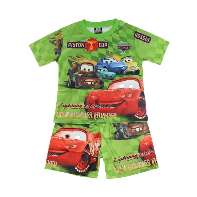 Disney Lightning McQueen Cars cartoon animation clothes summer suit pigiama a due pezzi vestiti ad asciugatura rapida bambini alla moda