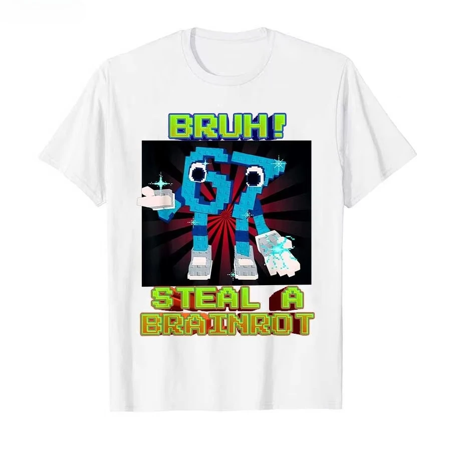 تي شيرت Bruh 67 Six Seven 6-7 مضحك Brainrot Meme للرجال والنساء 100% قطن تي شيرت بأكمام قصيرة #2