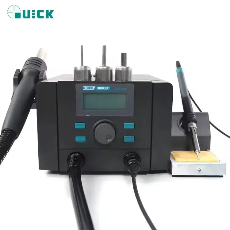 220V Quick 8686D+ 2 in 1 Hot Air SMD Rework Station Soldering Station Maintenance System for Mobile Repair