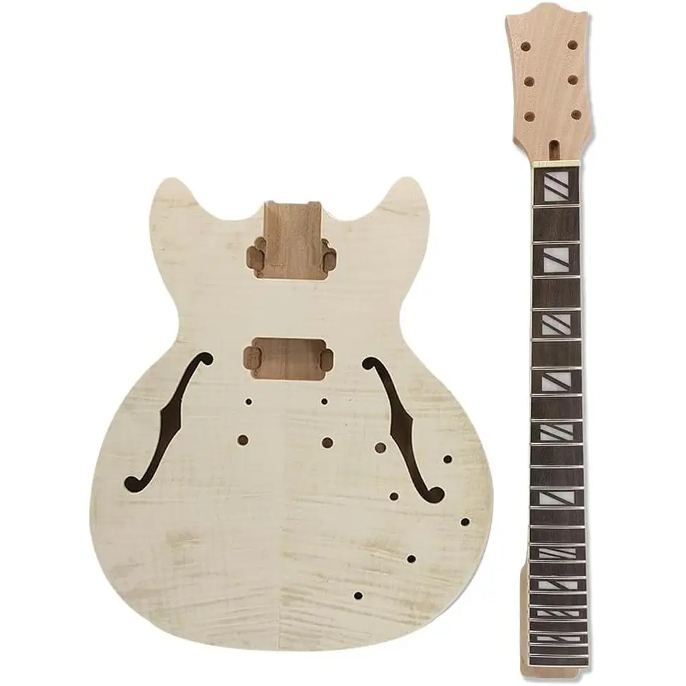

Electric Guitar Kit - Mahogany Body with Flame Maple Veneer 22 Frets, 24.75" Scale Neck, Rosewood Fingerboard Build your own Gui