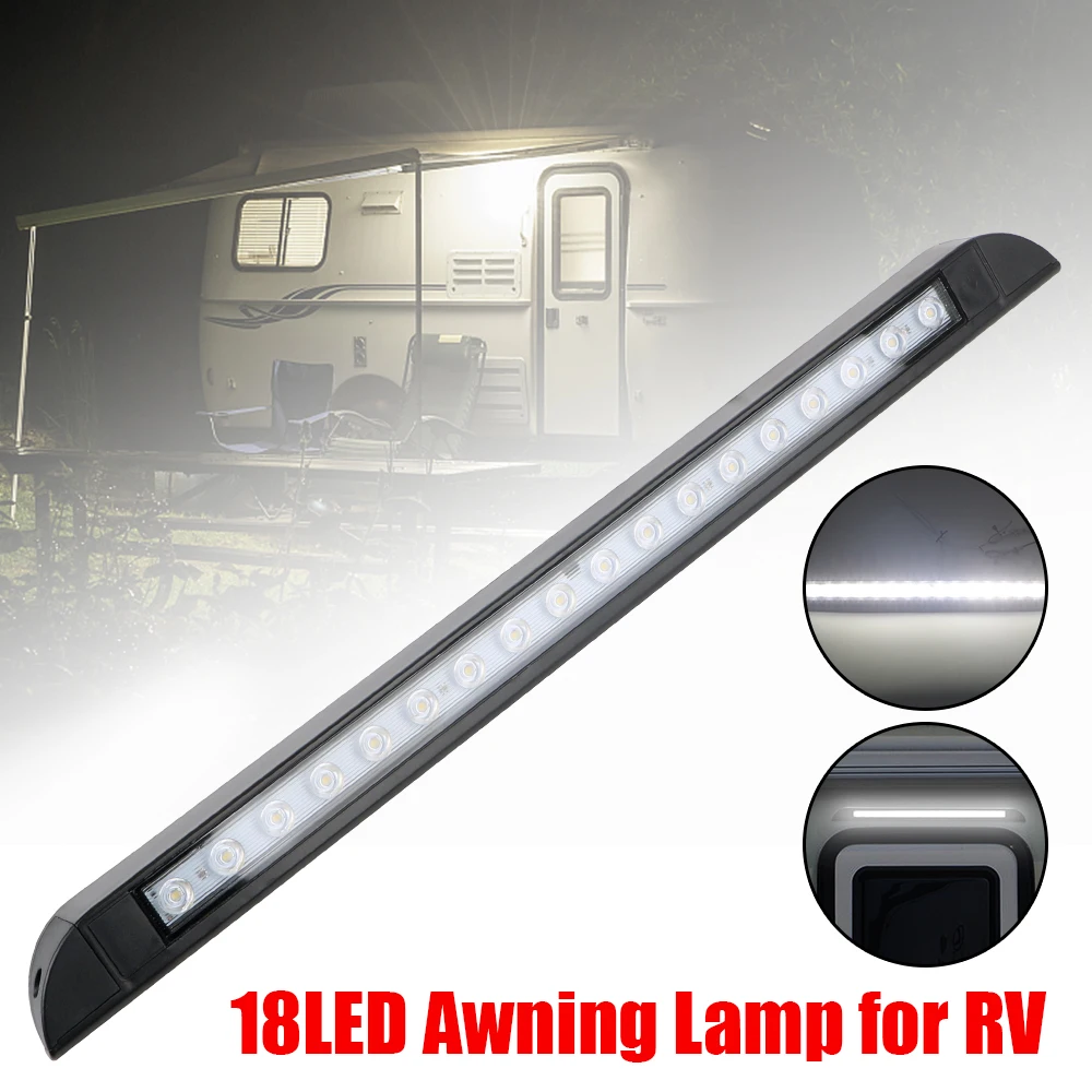 Outdoor Camping Light Equipment 18 LED Awning Lamp Trailer Exterior Lamp for RV Caravan Interior Wall Lamps 6000k 12-28V