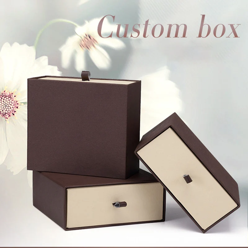 Square With Lid Jewelry Organizer Box Tie Belt Packaging Pump Pull Box   Ring Necklace Bracelets Earring Gift Packaging Boxes