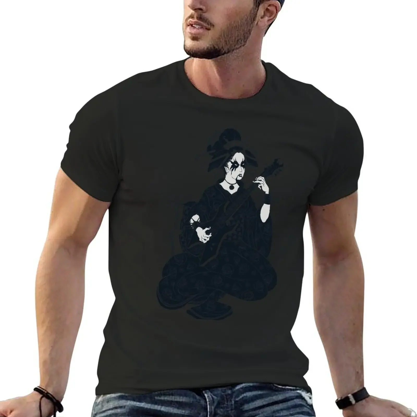 Black Metal Geisha T-Shirt summer tops sports fans oversized t shirt Aesthetic clothing shirts men