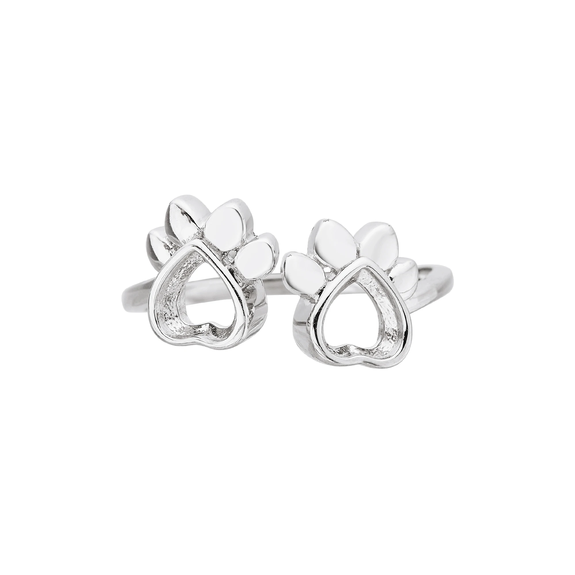 5MM Heart Bezel Ring Settings,Cute Cat Paw Solid 925 Sterling Silver Ring,Vintage Open Ring,DIY Adjustable Ring Supplies 1295180