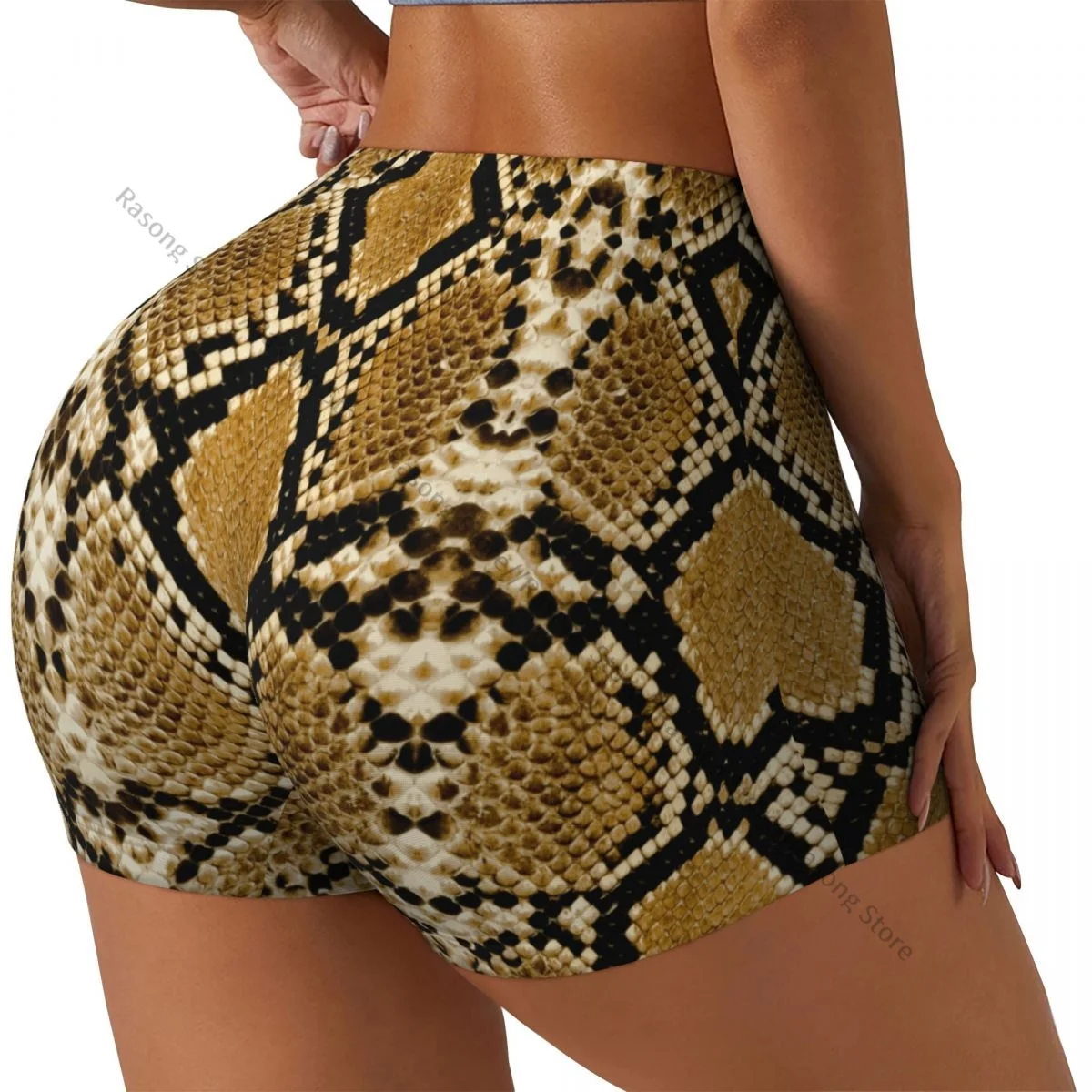 

Женские шорты для йоги со змеиным узором, шорты для тренировок, быстросохнущие женские шорты для йоги, тренажерного зала, бега, спортивная одежда
