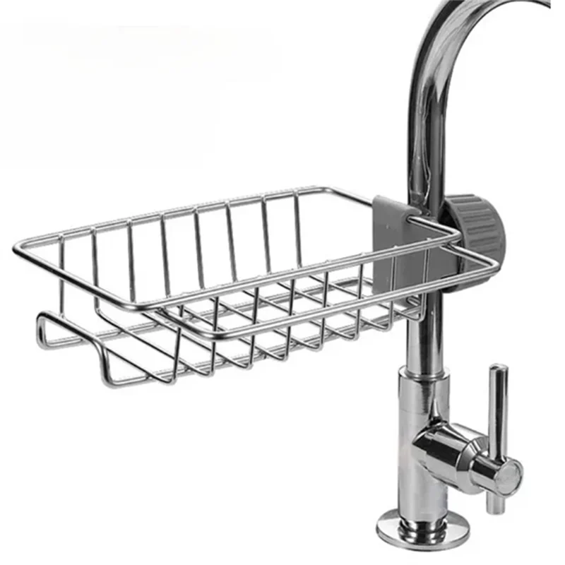 Kitchen Stainless Steel Sink Drain Rack Sponge Storage Faucet Holder Soap Drainer Towel Rack Shelf Organizer Kitchen