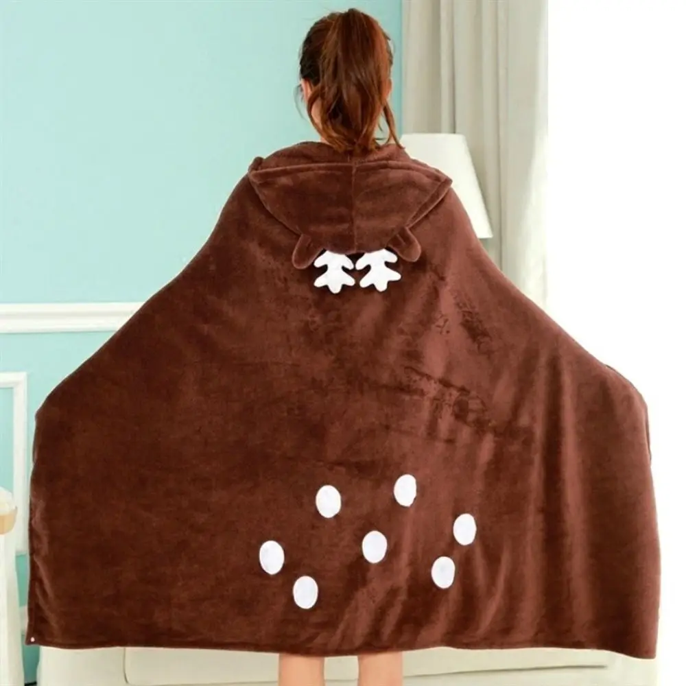 

Animal Theme Cartoon Dinosaur Cape Blanket Warm Soft Flannel Hooded Blanket Comfortable Cozy Throw Blanket Dormitory