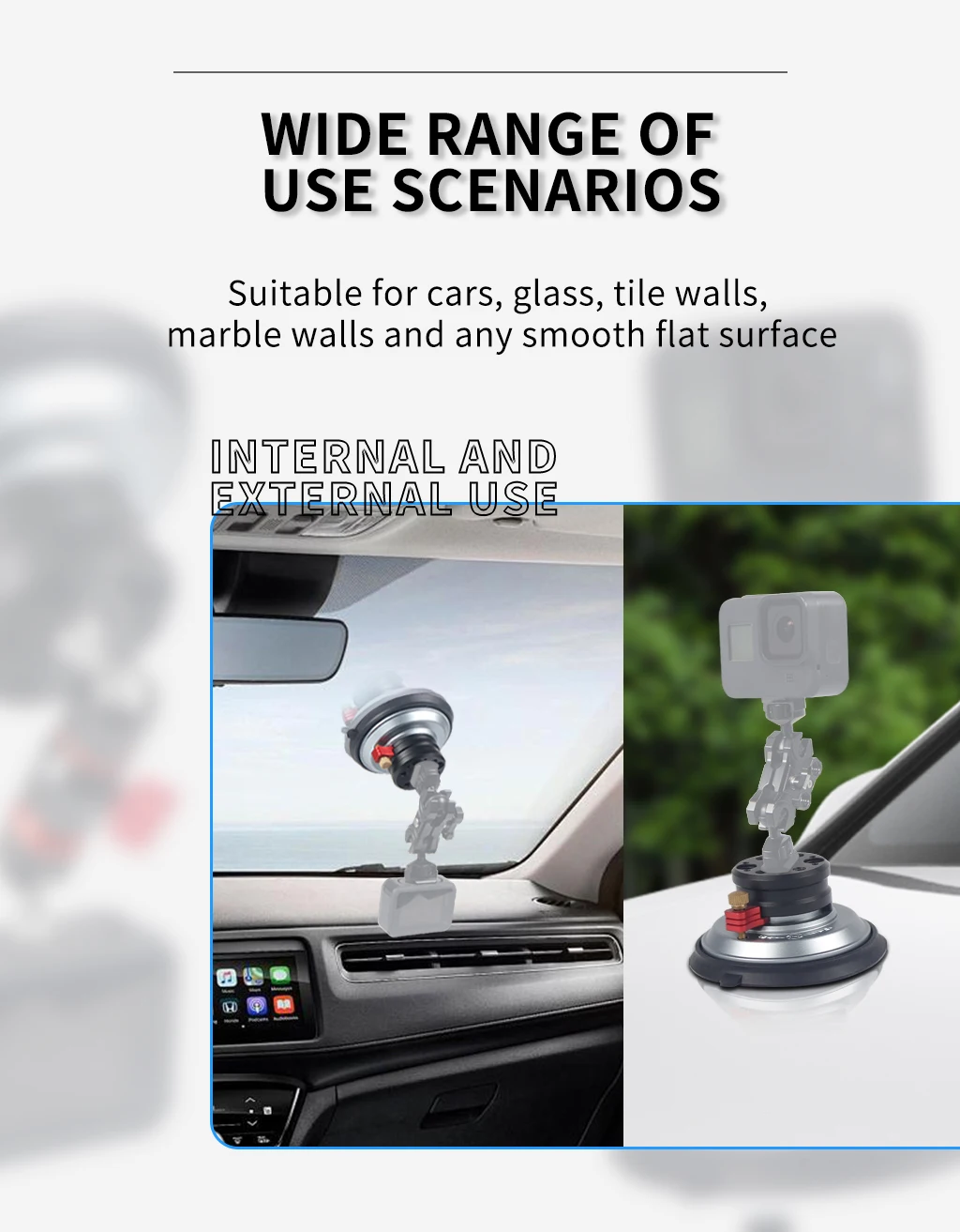 Neue 4-Zoll-Auto-Saugnapf-Montagebasis 1/4 Zoll 3/8 Zoll ARRI Action-Kamera Handpumpe Vakuum-Saugnapf für GoPro Insta360 Heavy-Duty – Detail 6