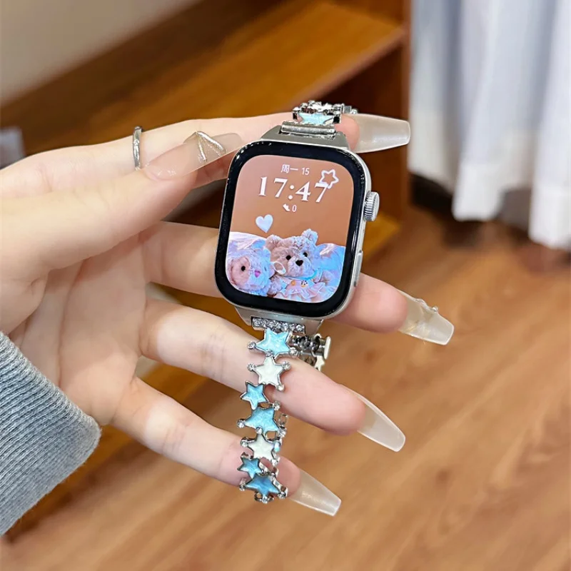 

Diamond studded colored stars suitable for Huawei GT5/GT5 Pro/GT4/GT2/3/4 22mm/20mm/18mm fashionable watch straps