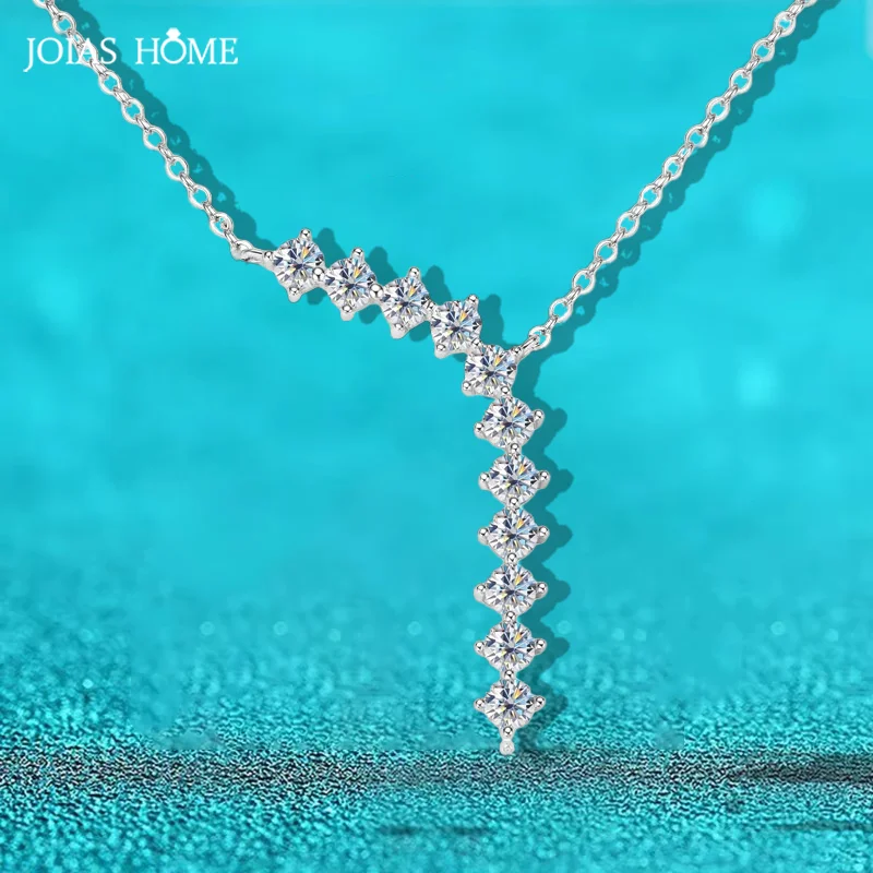 JH 1.1CT 925 فضة مويسانيتي قلادة للنساء DVVS1 غرامة مجوهرات مختبر مويسانيتي الزركون Y-شكل قلادة #1