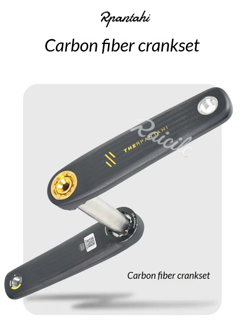 RPANTAHI Rennrad-Crankset aus Carbonfaser mit SLR-Leistungsmesser, 24mm Titanachse, ultraleichtes Gold-Crankset – Detail 6