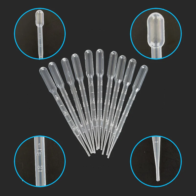 100PCS 5ML Disposable Plastic Eye Dropper Transfer Graduated Pipettes Office Lab Experiment Supplies