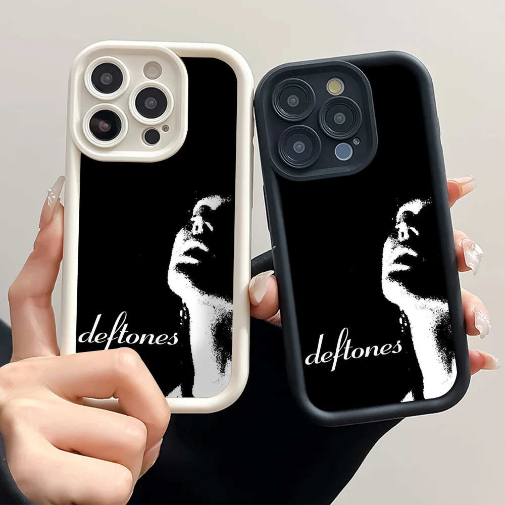 

1PC D-Deftones Band Phone Case for iPhone 16 15 14 13 Pro Max 11 12 Plus Black Silicone Cover