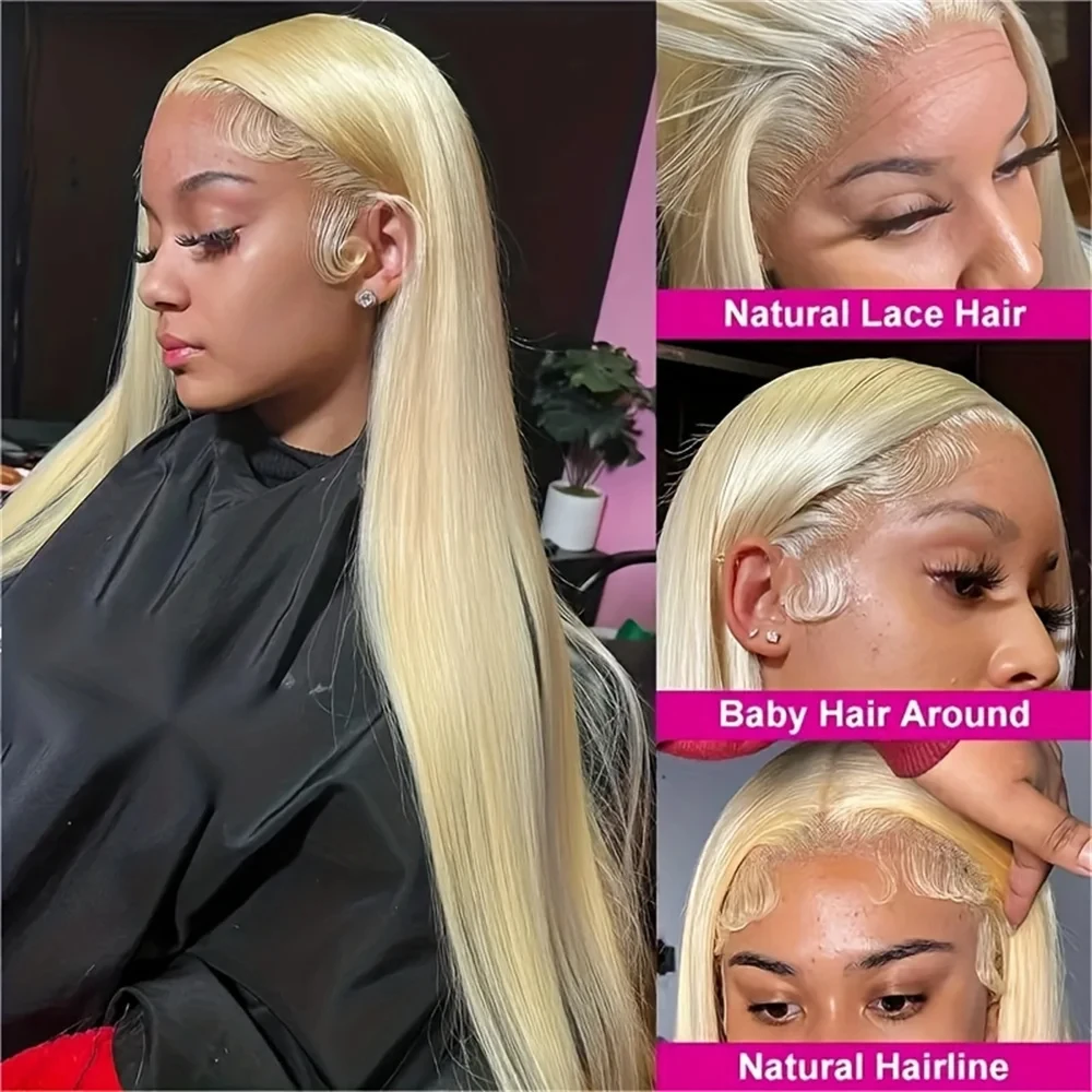 Peluca de cabello humano liso para mujer, postizo de 30 pulgadas, Color rubio miel 613, 13x6, 13x4, HD, transparente